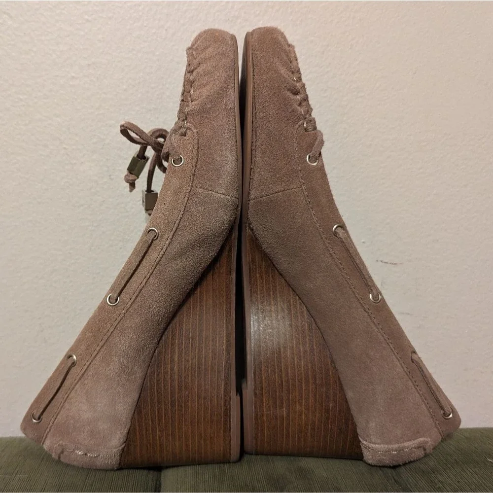 Michael Kors Pump Taupe Suede Bow Wedged Moccasins 7.5